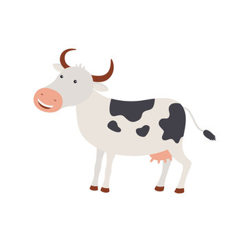 Cute cartoon happy cow illustration