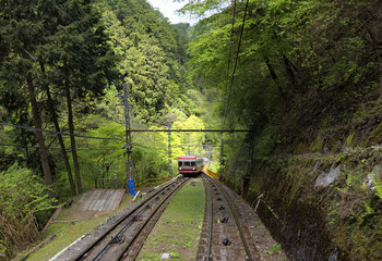 Funicular railway in Koyasan in Japan
