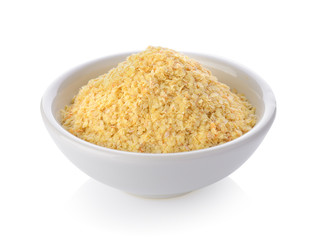 Wheat germ in a bowl on white background