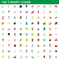 100 t-shirt icons set, cartoon style