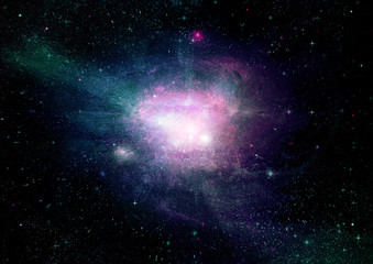 Stars, dust and gas nebula in a far galaxy