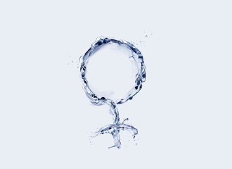 Fototapeta na wymiar Female symbol made of water in blue 
