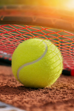 .tennis ball on a tennis court