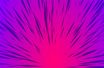 Purple Sun Rays or Explosion Boom for Comic Books Radial Background Vector