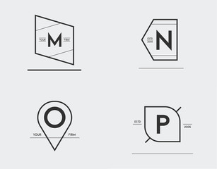 Set of Minimal Geometric Lined Template for Hipster Identity in Vector