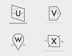 Set of Minimal Geometric Lined Template for Hipster Identity in Vector