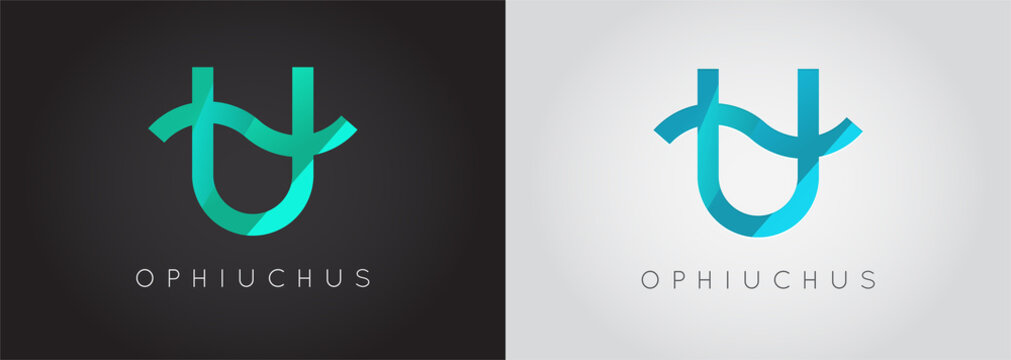 Set of Two ophiuchus Constellation. Detailed Stylish Zodiac Icon. Modern Style Drawing. Vector Illustration.