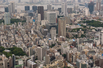Aerial view of the Skyline of Tokyo, Japan