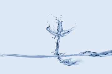 A cross made of Water floating on water.