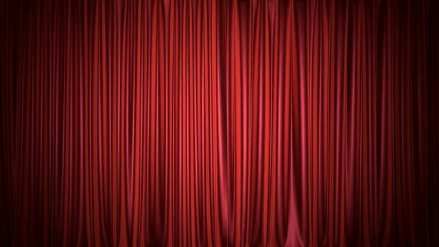 Theater or cinema red curtain 3D animation with both chroma key and alpha mask included