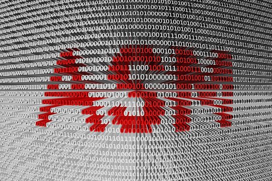 ASM into a binary code 3D illustration