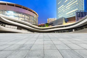 City square and modern architectural scenery at night in Shanghai,China