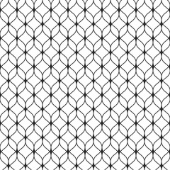 Vector seamless pattern in Arabian style. Abstract graphic monochrome background with thin wavy lines, delicate lattice. Black & white texture of mesh, lace, weaving. Luxury design, repeat tiles