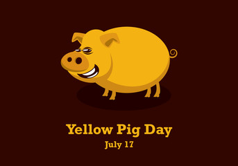 Yellow Pig Day vector. Pig cartoon character. Important day
