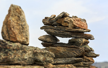 Rocks piled against the sky