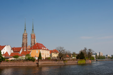 View to Ostrow Tumski, Wroclaw, Poland.