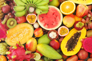 Fresh tropical fruits close up