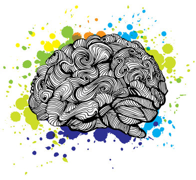 Brain Bright Idea illustration. Doodle vector concept about human brain and Ideas. Creative illustration