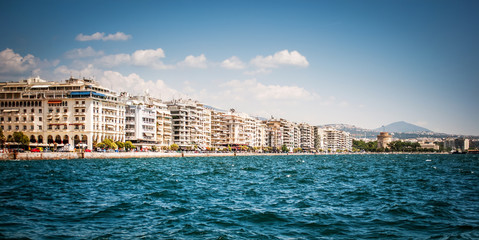 Panoramic view of the city of Thessaloniki from the sea
