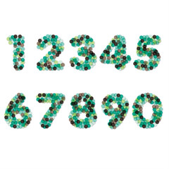 Konfetti, Number, Bunt, Papier, Bunte Konfetti Zahlen von 1 bis 9 und 0