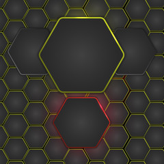 Abstract vector illustration with hexagonal structure and backlighting.