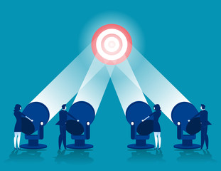 Business team brainstorming success to target. Concept business vector illustration.