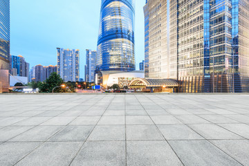 City square and modern architectural scenery at night in Shanghai,China