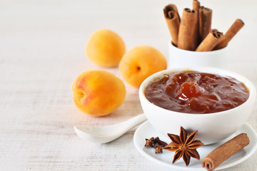 Fresh made apricot jam with spices