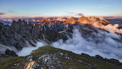 Amazing Mountains. Highlands of the Karwendel in the european Alps.