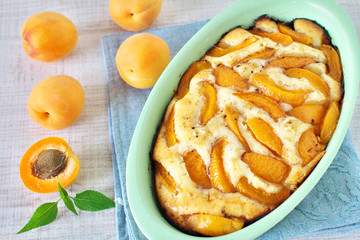 Homemade rustic apricot cake