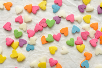 Scattered candy hearts