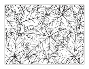 Maple leaves coloring pattern page