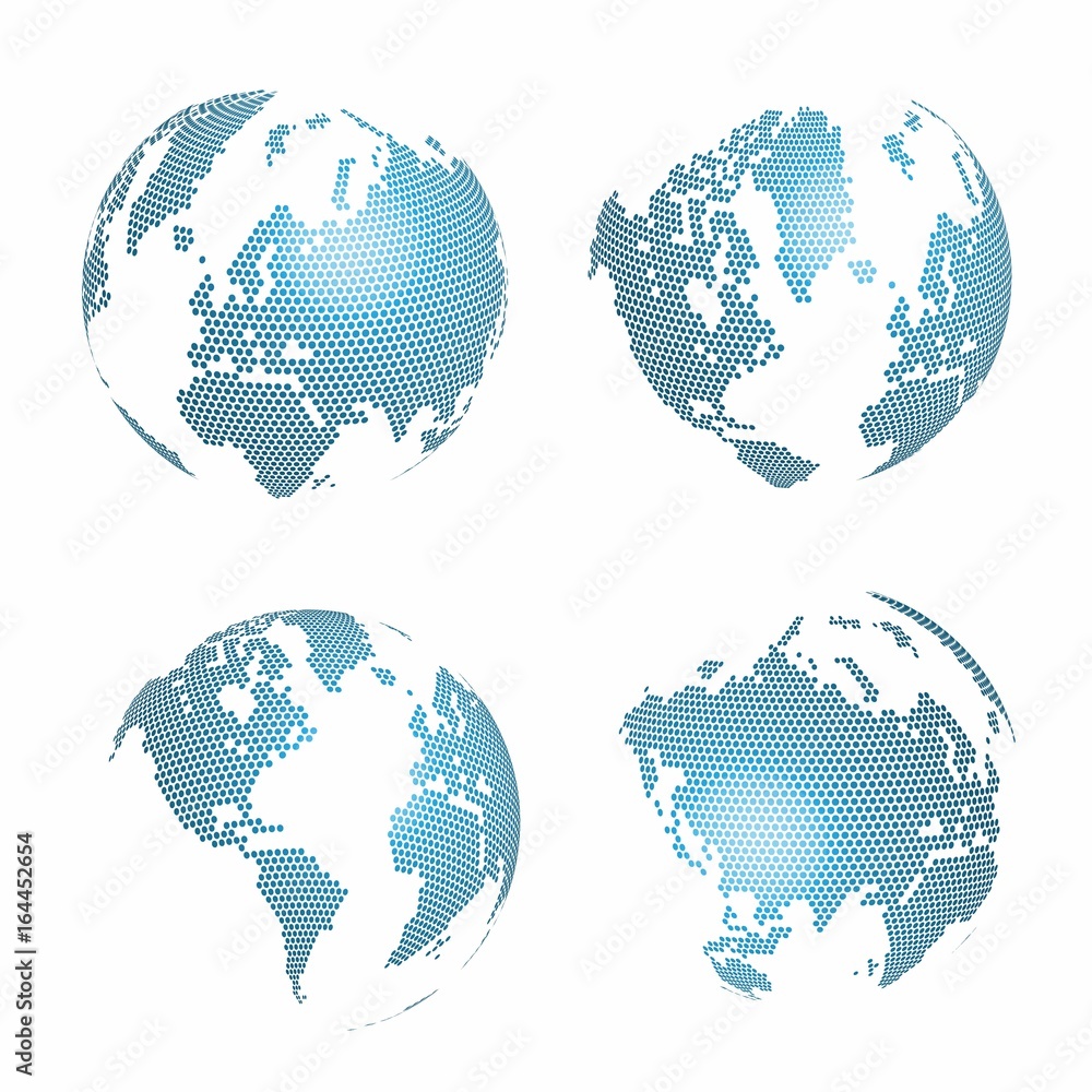 Poster vector illustration of star dotted style on three-dimensional abstract blue global technology backgr
