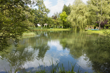 Fototapeta na wymiar Park Lake In Grainau, Germany