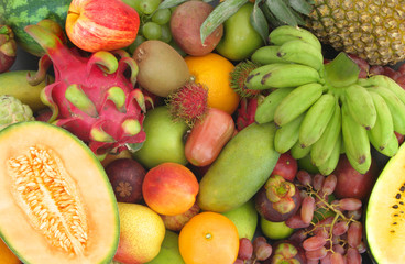 Fresh colorful tropical fruits