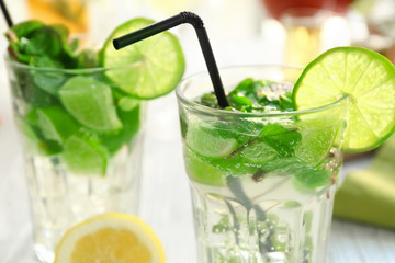 Delicious cocktail with tequila, closeup