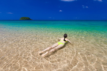 Fototapeta na wymiar Thailand. Woman sea, bikini, swim
