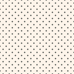 Vintage seamless pattern with small circles, perforated rounded shapes. Simple stylish geometric texture. Dark monochrome polka dot background. Repeat pattern for decor, fabric, cloth, covers, web © Olgastocker