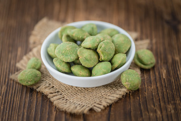 Portion of Wasabi Peanuts