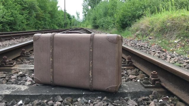 Schienen, Weichen Reisen, Eisenbahn, Koffer
