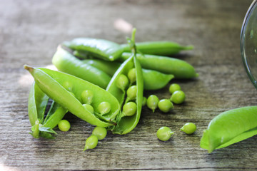 Fresh green peas.