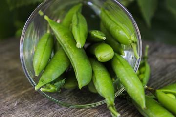 Fresh green peas.