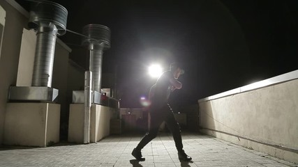 Dancer male dancing break dance silhouette