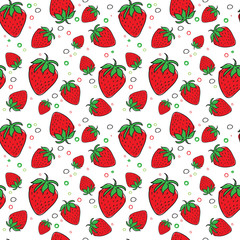 Seamless Pattern Strawberry Fruits Summer Ornament Background Vector Illustration