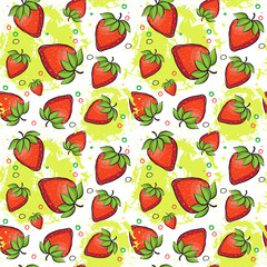 Seamless Pattern Strawberry Fruits Summer Ornament Background Vector Illustration