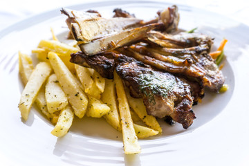 juice roasted lamb chops on the table