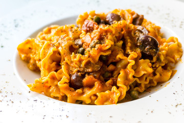 tasty pasta Italian meat sauce pasta on the table