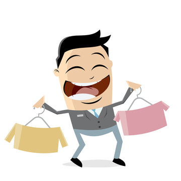 clipart of a shop assistant selling shirts