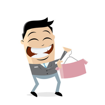 clipart of a shop assistant selling shirt