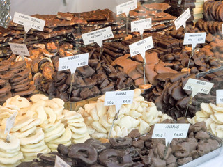 Chocolate stand at the market
